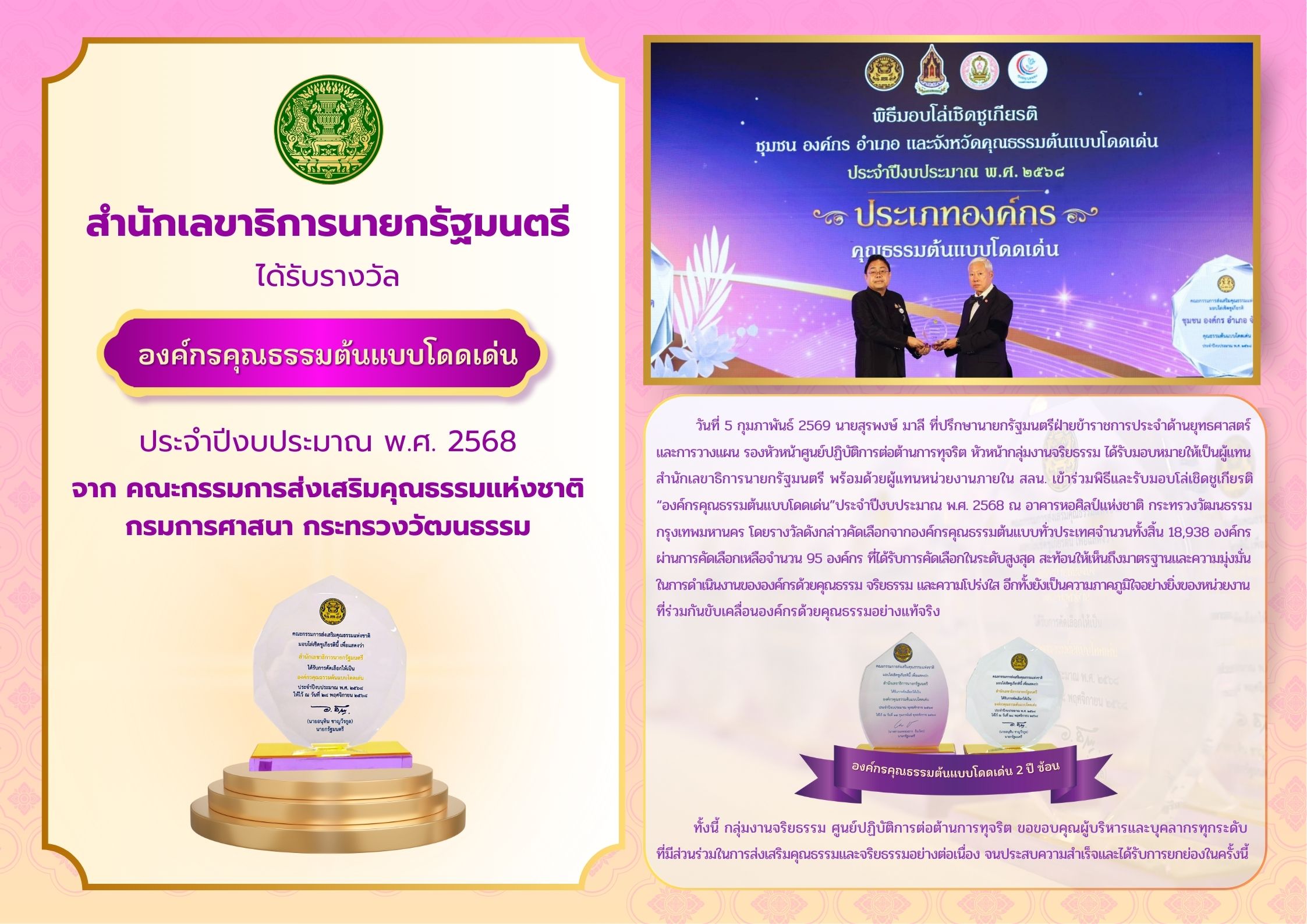 รางวัลองค์กรณ์คุณธรรมโดดเด่น (2)